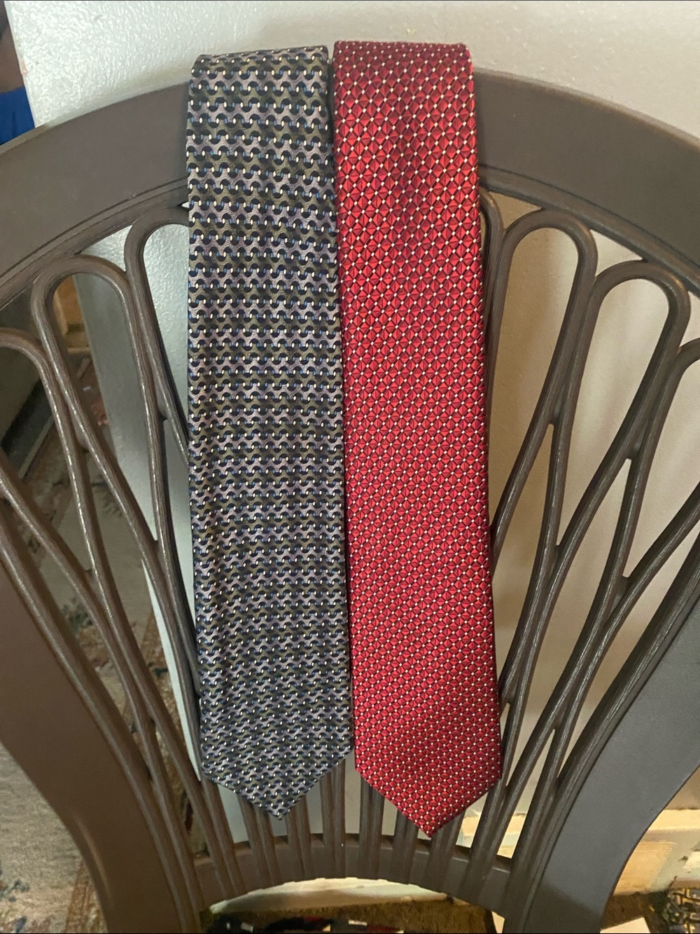 croft & barrow Red and Navy Knit Pattern Tie Pair